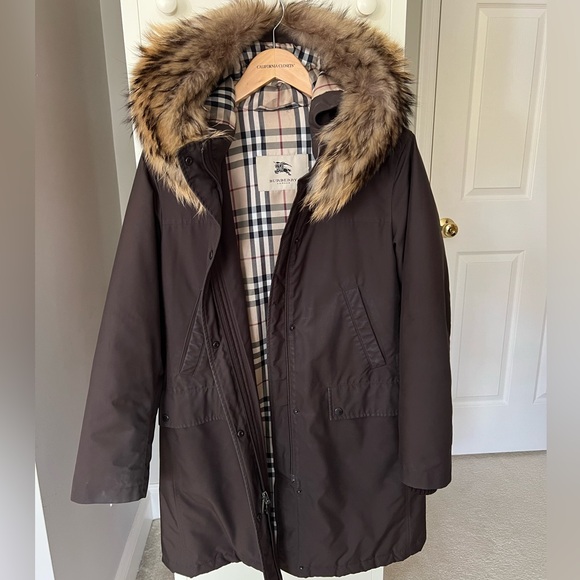 Burberry London Winter Coat Fur Lined Trim onHood